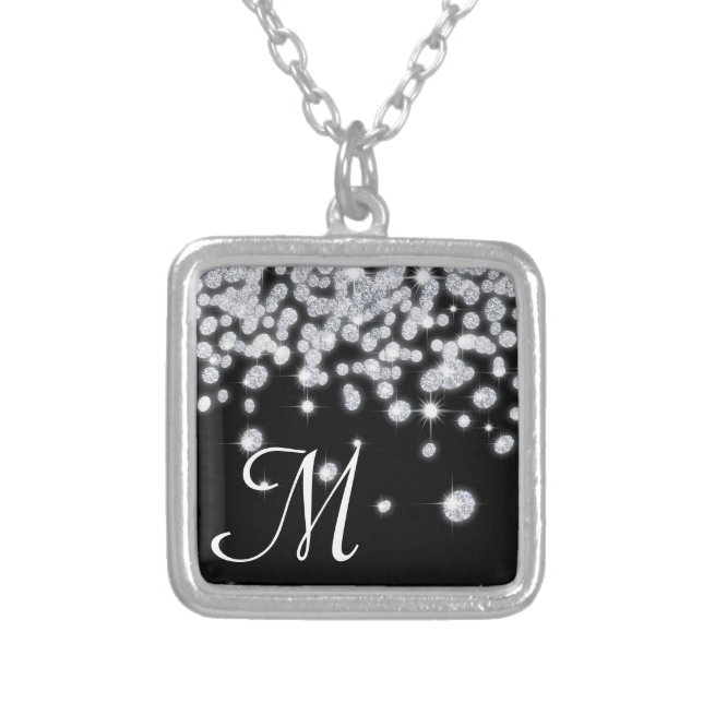 Diamond Jewels Jewelry Glitz Monogram Necklace (Front)