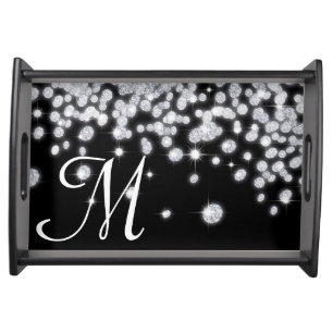 Diamond Jewels Jewelry Glitz Monogram Serving Tray