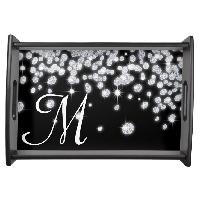 Diamond Jewels Jewelry Glitz Monogram Serving Tray (Front)