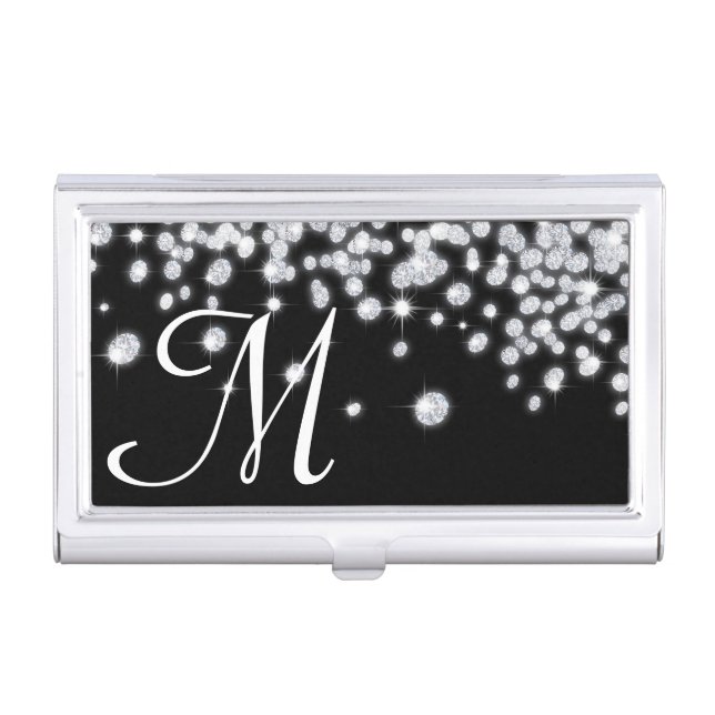 Diamond Jewels Jewelry Monogram Business Card Hold Case (Front)
