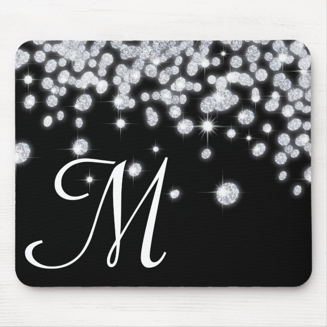 Diamond Jewels Jewelry Monogram Initial Mouse Pad (Front)