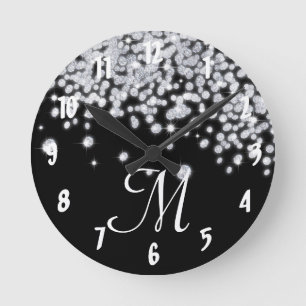 Diamond Jewels Jewelry Monogram Initial Wall Clock