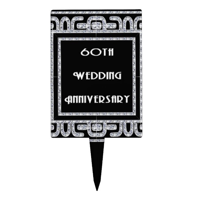 Diamond Jubilee 60th Wedding Anniversary Cake Topper (Front)