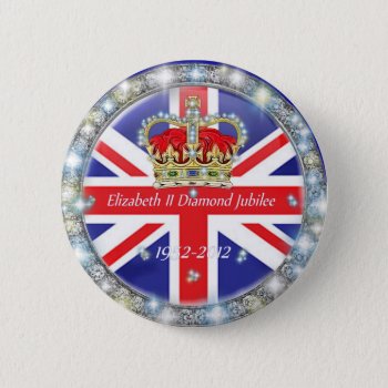 Diamond Jubilee Commemorative  Pin Back Button by Rosemariesw at Zazzle