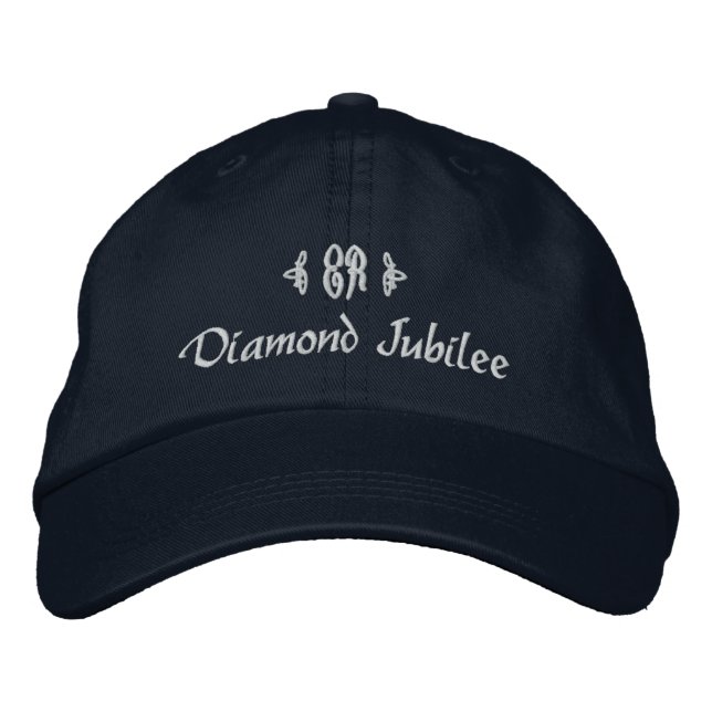 Diamond Jubilee-Elizabeth Royal Monogram Embroidered Baseball Cap (Front)