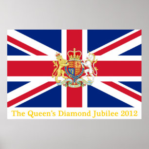 Diamond Jubilee Union Flag and Royal Crest Poster