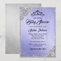 Diamond Lace Purple Silver Girl Baby Shower