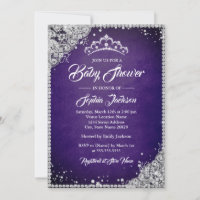 Purple and silver baby best sale shower invitations