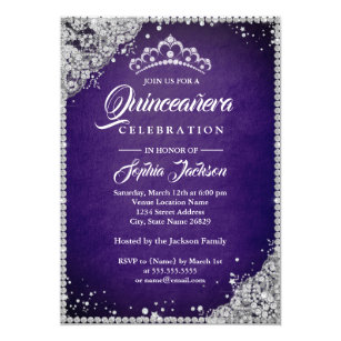 purple quinceañera invitations zazzle