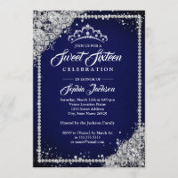 Diamond Lace Sparkle Tiara Navy Sweet Sixteen