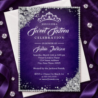 Diamond Lace Sparkle Tiara Purple Sweet Sixteen