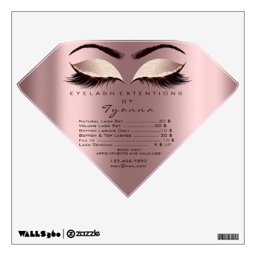 Diamond Lashes Extension Price List Spark Pink Wall Decal