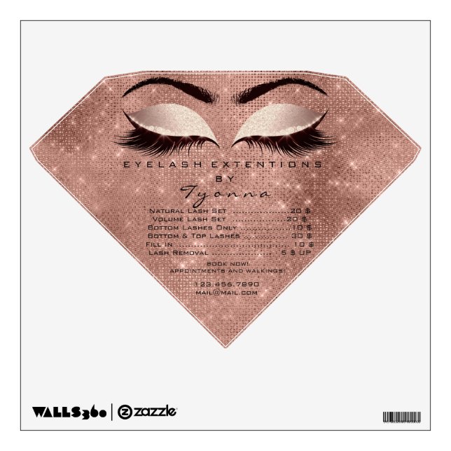 Diamond Lashes Extension Price List Spark Rose Wall Decal (Front)