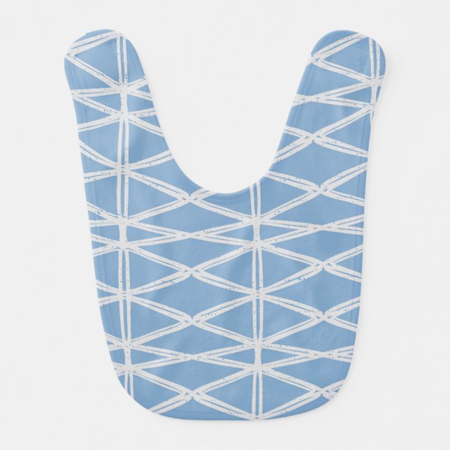 Diamond Lattice contemporary modern triangle blue Baby Bib (Front)