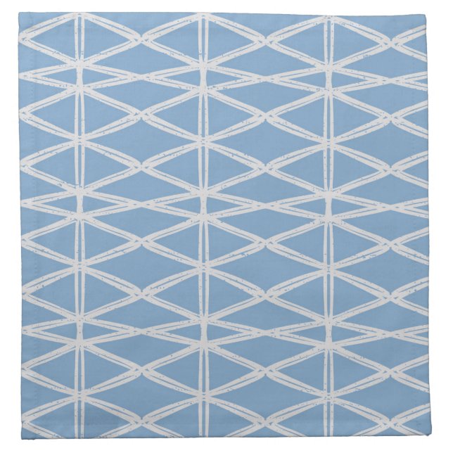 Diamond Lattice contemporary modern triangle blue Cloth Napkin (Front)