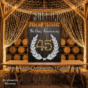 Diamond Laurel & Gold 45th Wedding Anniversary  In Invitation