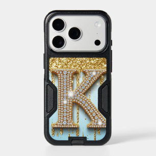 Diamond Letter K on Gold Glitter Luxury Design iPhone 17 Pro Case
