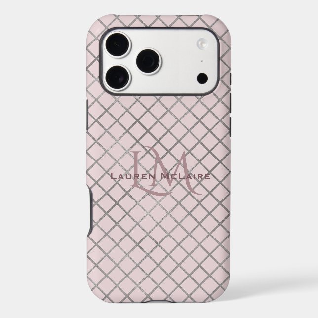 Diamond & Light Rose Taupe Monogram  Case-Mate iPhone Case (Back)