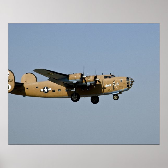 Diamond Lil B-24 Bomber, landing at Oshkosh, Poster (Front)