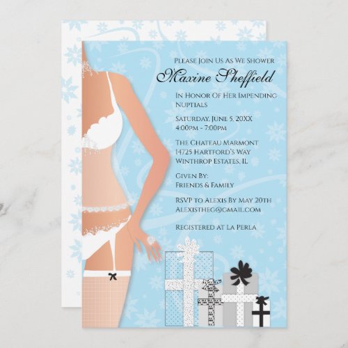 Diamond Lingerie Bridal Shower Blue Invitation
