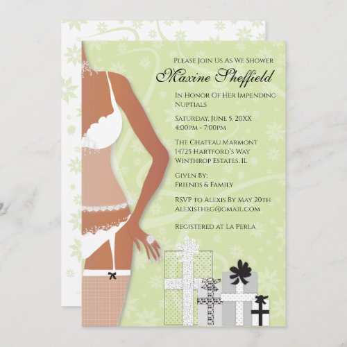 Diamond Lingerie Bridal Shower Chartreuse Green Invitation