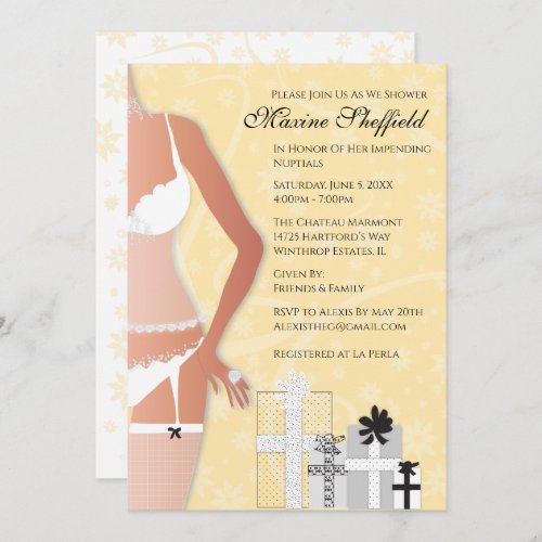 Diamond Lingerie Bridal Shower Creme Yellow Invitation