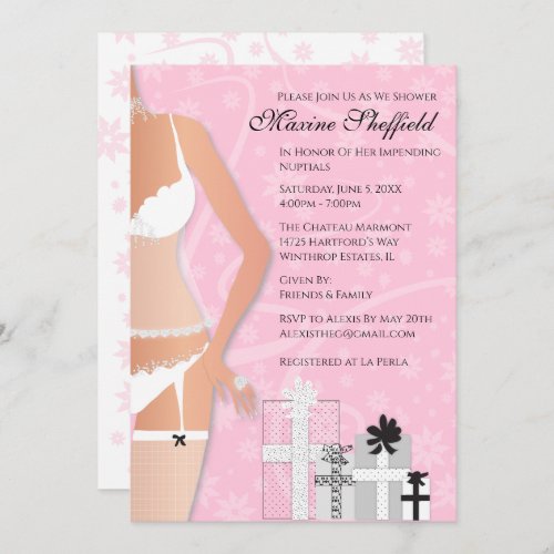 Diamond Lingerie Bridal Shower Pink and White Invitation