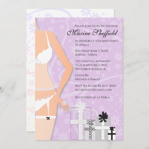 Diamond Lingerie Bridal Shower Purple Invitation