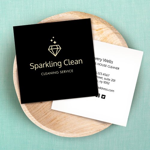 Diamond Logo House Cleaning Service Square Business Card