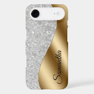 Diamond Look Bling Gold Metal Personalized iPhone 17 Air Case