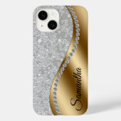 Diamond Look Gold Metal Personalized Glam Case-Mate iPhone Case (Back)