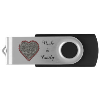 Diamond Look Heart Wedding Photos Swivel USB Drive