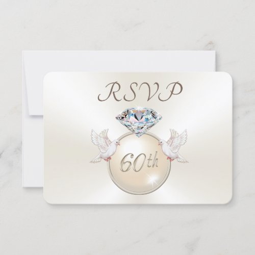 Diamond Love Birds 60th Anniversary RSVP Cards