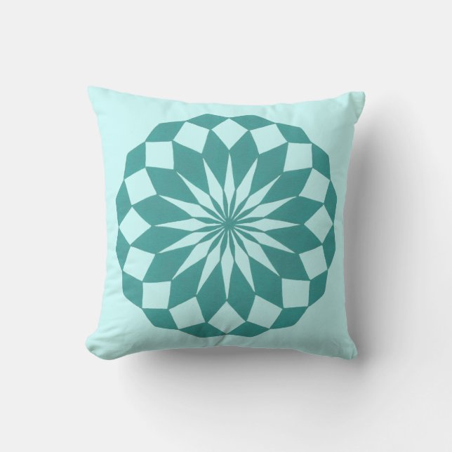 Diamond Mandala in Teal Turquoise Pillow (Front)