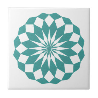Diamond Mandala in Teal Turquoise Tile Trivet