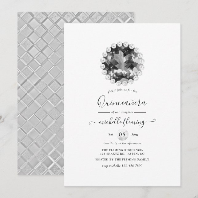 Diamond Mardi Gras  Birthday Party Invitation (Front/Back)