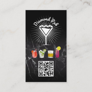 Diamond Martini Glass Logo QR Code Business Card