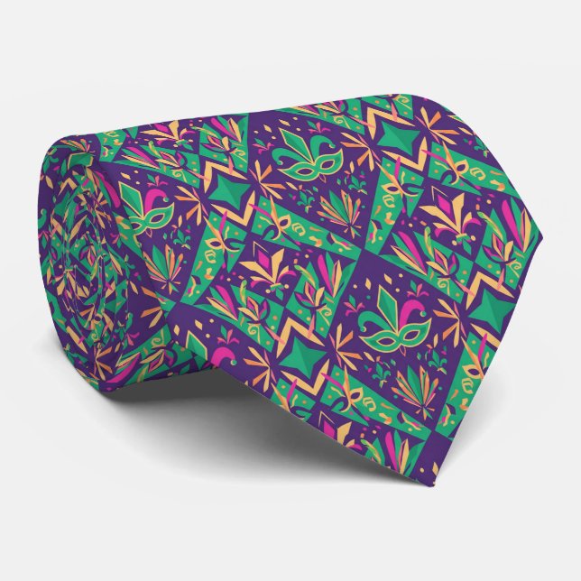 Diamond Masquerade Mardi Gras Tie (Rolled)