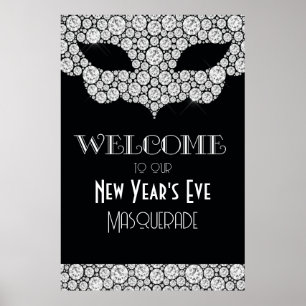 Diamond Masquerade New Year's Eve Welcome Sign