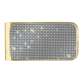 Diamond Money Clips, brilliant white crystal Gold Finish Money Clip