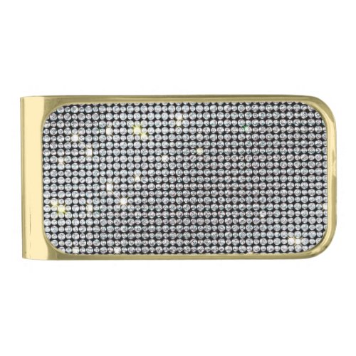 Diamond Money Clips brilliant white crystal Gold Finish Money Clip