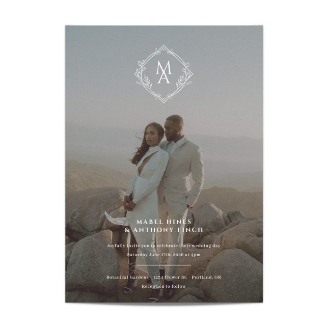 Diamond Monogram and Photo Wedding Invitation (Creator Uploaded)