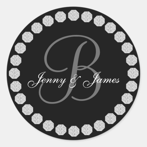 Diamond Monogram B Names Wedding Favor Labels