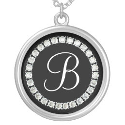 Diamond monogram B Silver Plated Necklace
