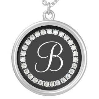 Diamond monogram B Silver Plated Necklace