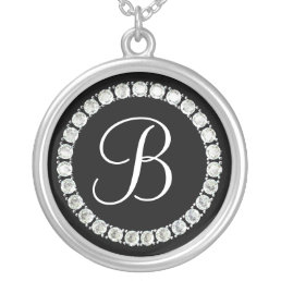 Diamond monogram B Silver Plated Necklace