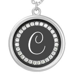 Diamond monogram C Silver Plated Necklace