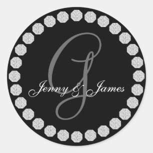 Diamond Monogram G Names Wedding Favor Labels