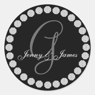 Diamond Monogram G Names Wedding Favor Labels