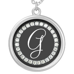 Diamond monogram G Silver Plated Necklace